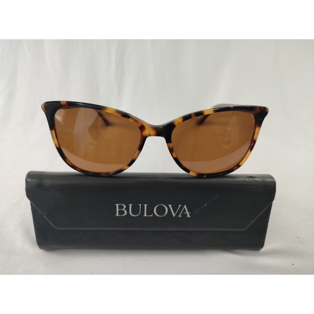 BULOVA Shantou Tortoise Sunglasses‎ Women Cat Eye Crystal Temples 54-17-140 Case
